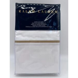Ralph Lauren Palmer Percale Queen Flat Sheet Burnished Chamois $145.00 NEW